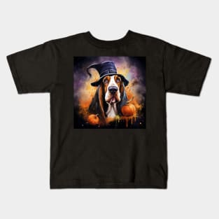 Halloween Basset hound Kids T-Shirt